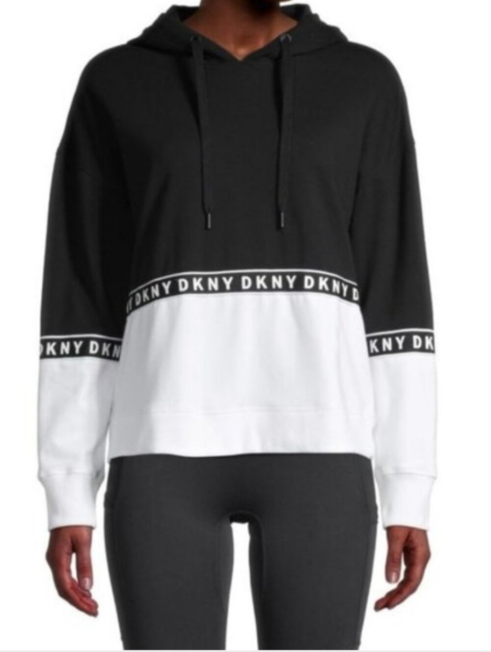 Women's DKNY Sport Colorblock Logo Tap Hoodie Sweatshirt Size Small